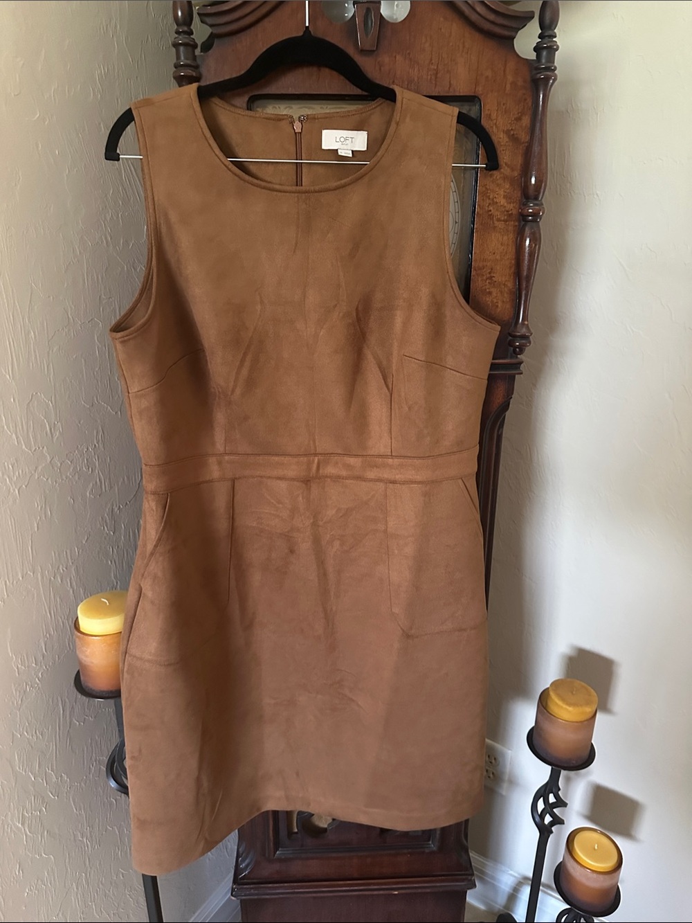 LOFT Brown Faux Suede Sleeveless Mini Dress